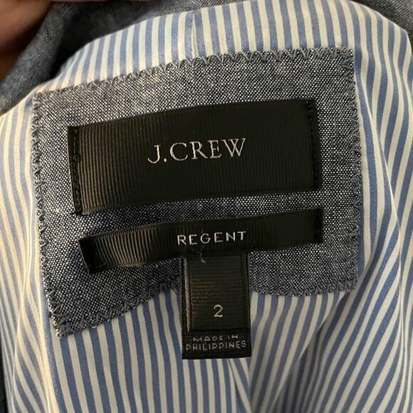 J Crew Regents Chambray Ruffle Edge Blazer - Picture 9 of 10